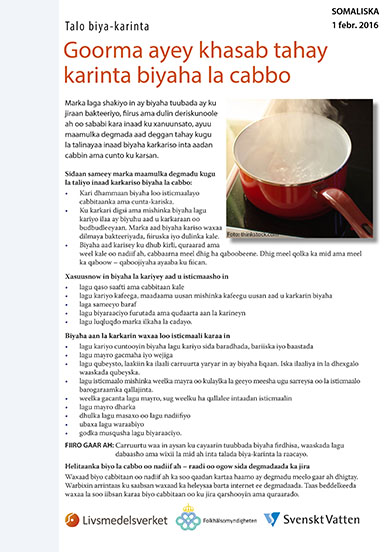 Bild på framsidan av faktabladet kokning av dricksvatten