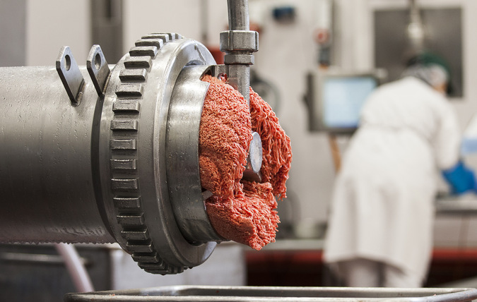  Meat coming out of a meat grinder