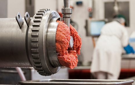  Meat comes out of a meat grinder