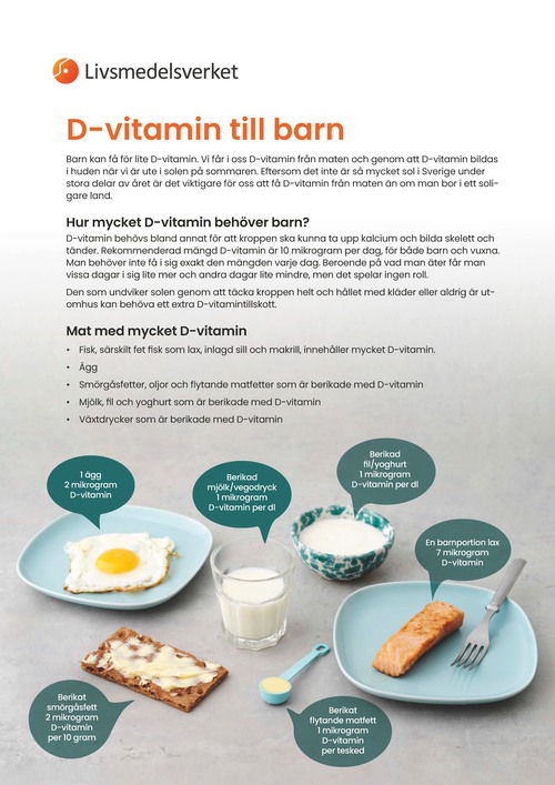 D-vitamin till barn  - Livsmedelsverkets faktablad