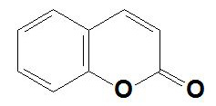 Kemisk struktur kumarin - Kemiskt är kumarin en bensopyron; en 2H-pyran som är hopkopplad med en bensenring och som har en ketogrupp i position 2 