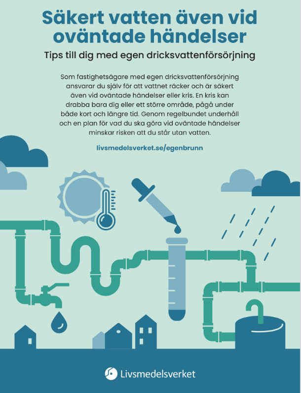 Folder med tips om hur man stärker sin beredskap om man har egen dricksvattenförsörjning