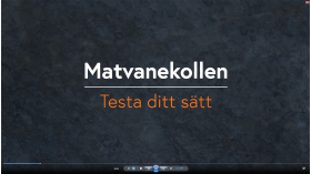 Bilden visar en text med orden Matvanekollen - testa ditt sätt skrivet på en svart marmorskiva
